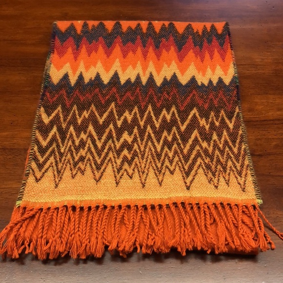 CROFT & BARROW Orange + Brown Zigzag Scarf - Picture 3 of 3